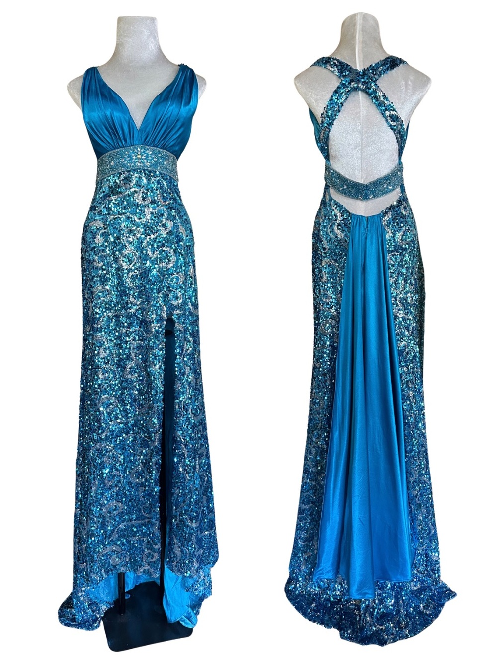 VINTAGE TURQUOISE SEQUIN DRESS
